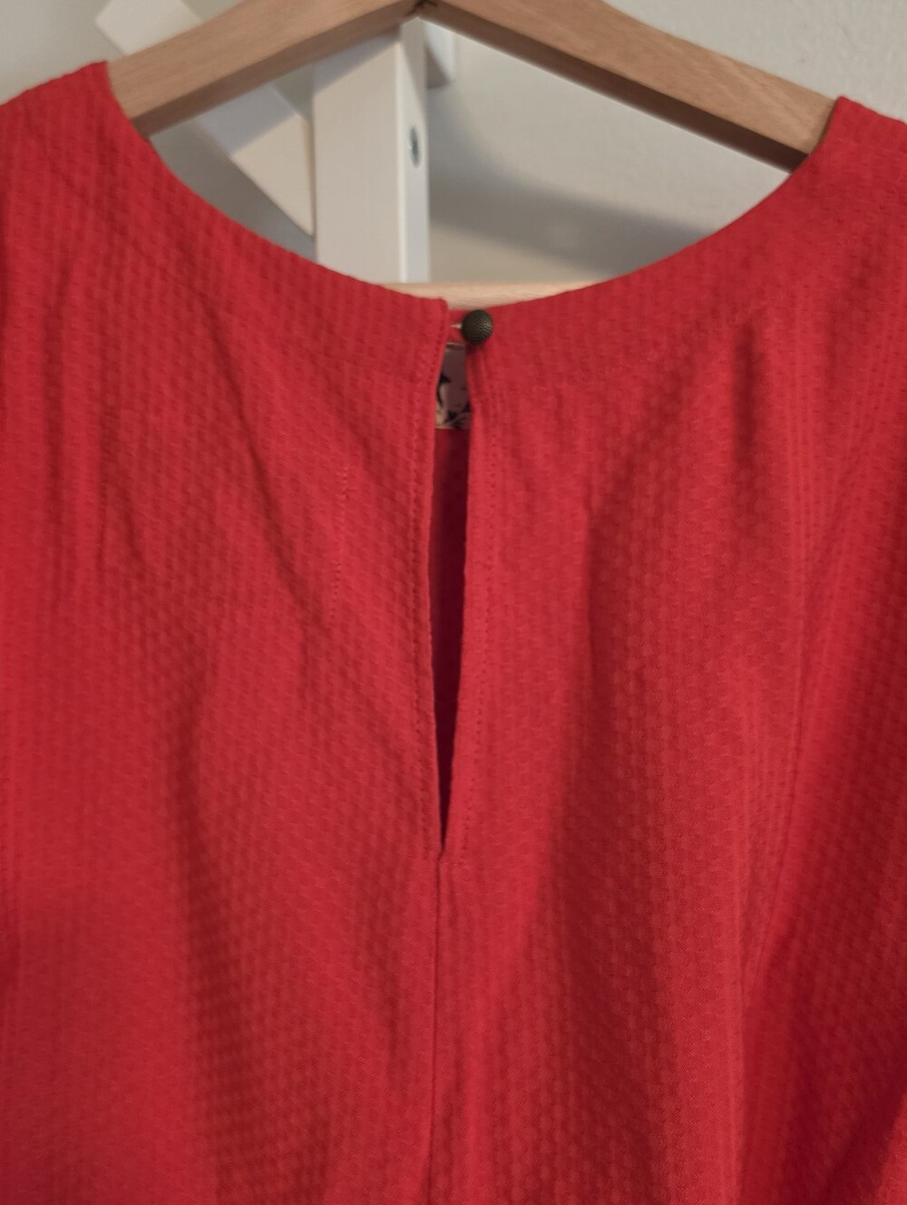 Maeve Anthropologie Puff Sleeve Drop Waist Mini Dress Red 12P Petite Flounce Euc - Picture 9 of 16